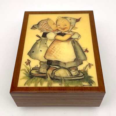 Vintage Hummel Wooden Music Box Two Girls Somewhere My Love