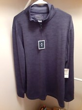 Club Room Mens Pullover Sweater Blue Mock Neck 1/4 Zip Tight Knit L New