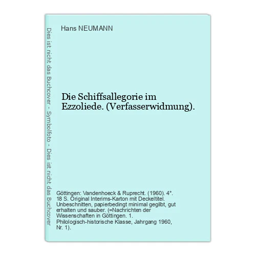 Die Schiffsallegorie IN Ezzoliede. (Verfasserwidm Neumann, Hans - Picture 1 of 1