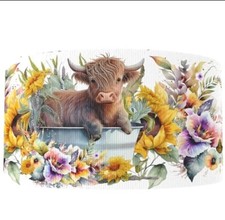 1.5 INCH Highland Cow flower GROSGRAIN RIBBON Hair Bow Supplies 1260005