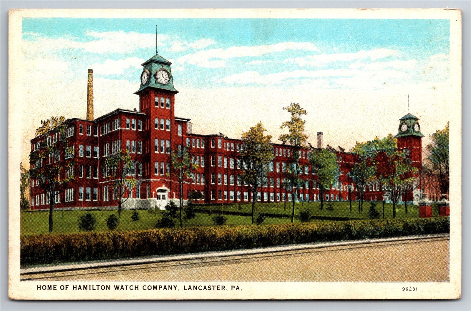 Hamilton Watch Company Building Clock Tower Lancaster PA WB C1920's