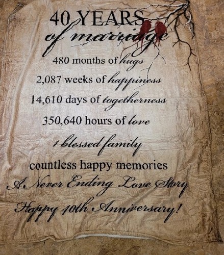 Wedding Anniversary Blanket Gifts Marriage Throws Blanket Gifts 40 Years - Picture 2 of 2