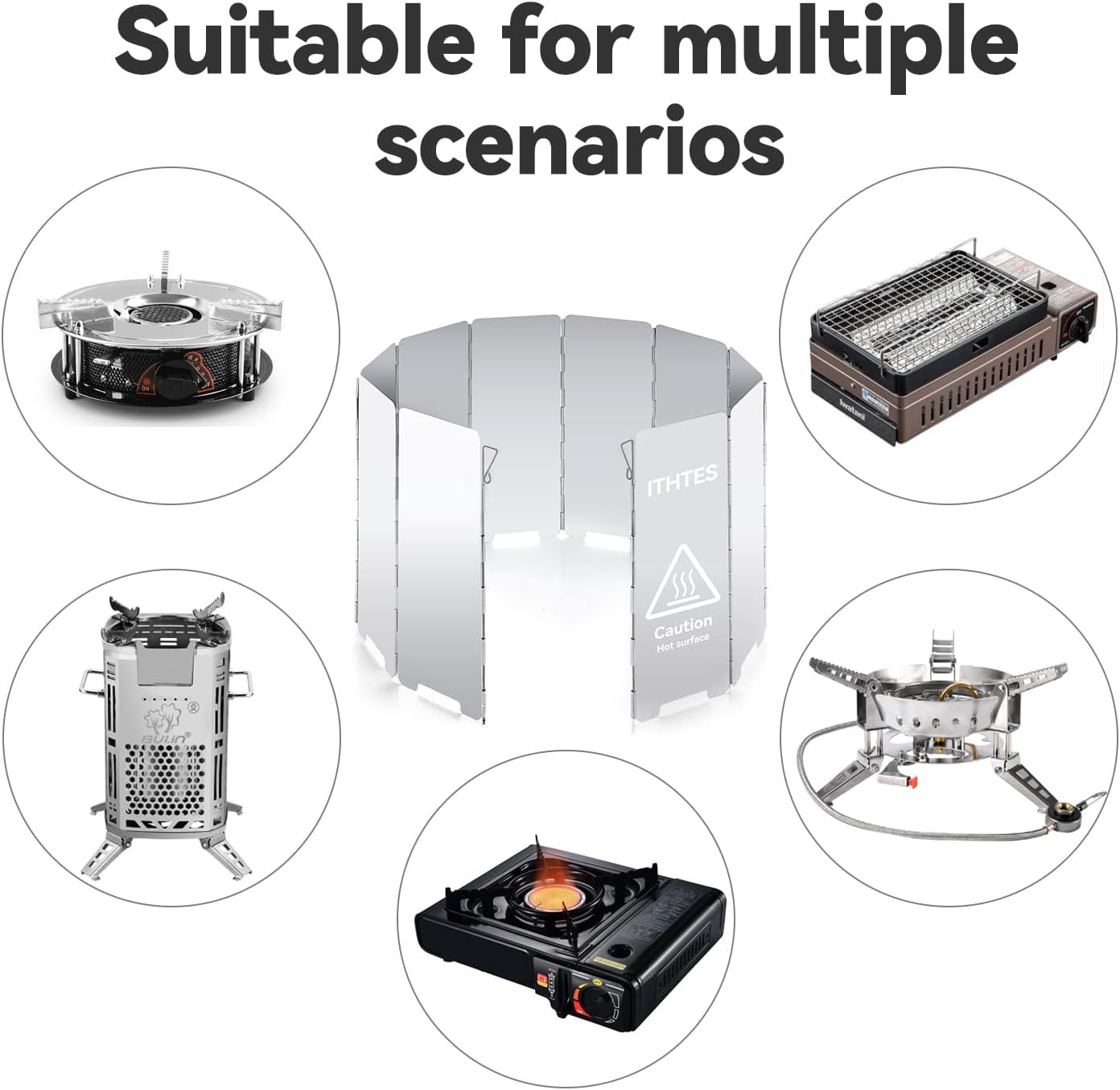 Stove Windscreen Camping Stove Windbreak Outdoor Camping Accessories 10 Plates W