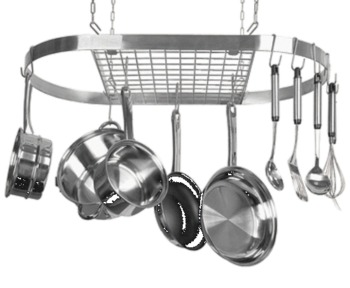 NEW INNOVA STAINLESS STEEL GOURMET OVAL HANGING POT RACK MSRP $599 32"x17" - Picture 1 of 12