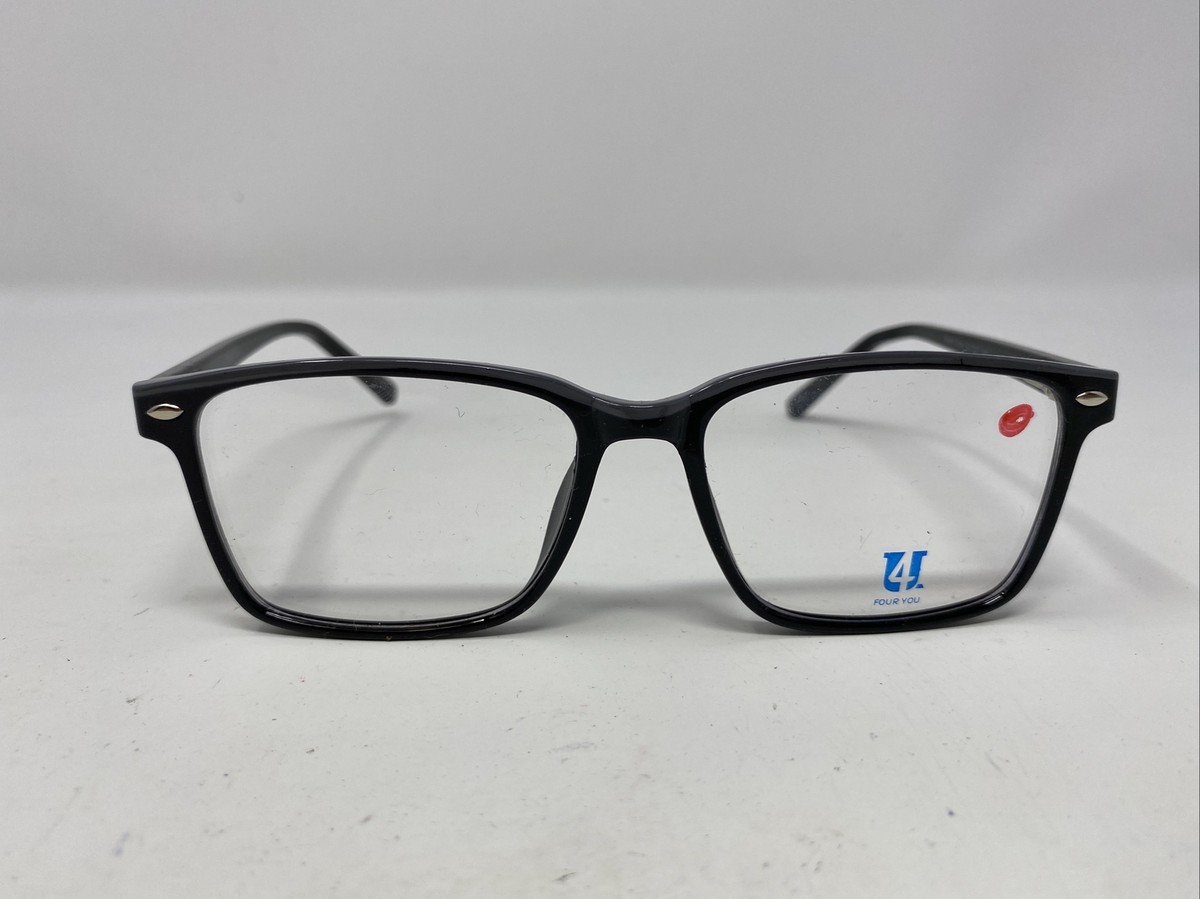 4U US105 BLACK GREY 52-17-145 BLACK FULL RIM EYEGLASSES 