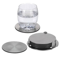 7 Pz. Acciaio Inox Bevande Sottobicchieri Set Ø 10cm Incl. Supporto