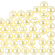 200 Acrylic Round Beads Smooth White Pearls Pastel Gems Crafts Sewing Shimmer UK