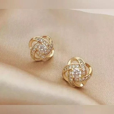 14K Yellow Gold Plated 1.50Ct Round Cut Real Moissanite Women's Stud Earring