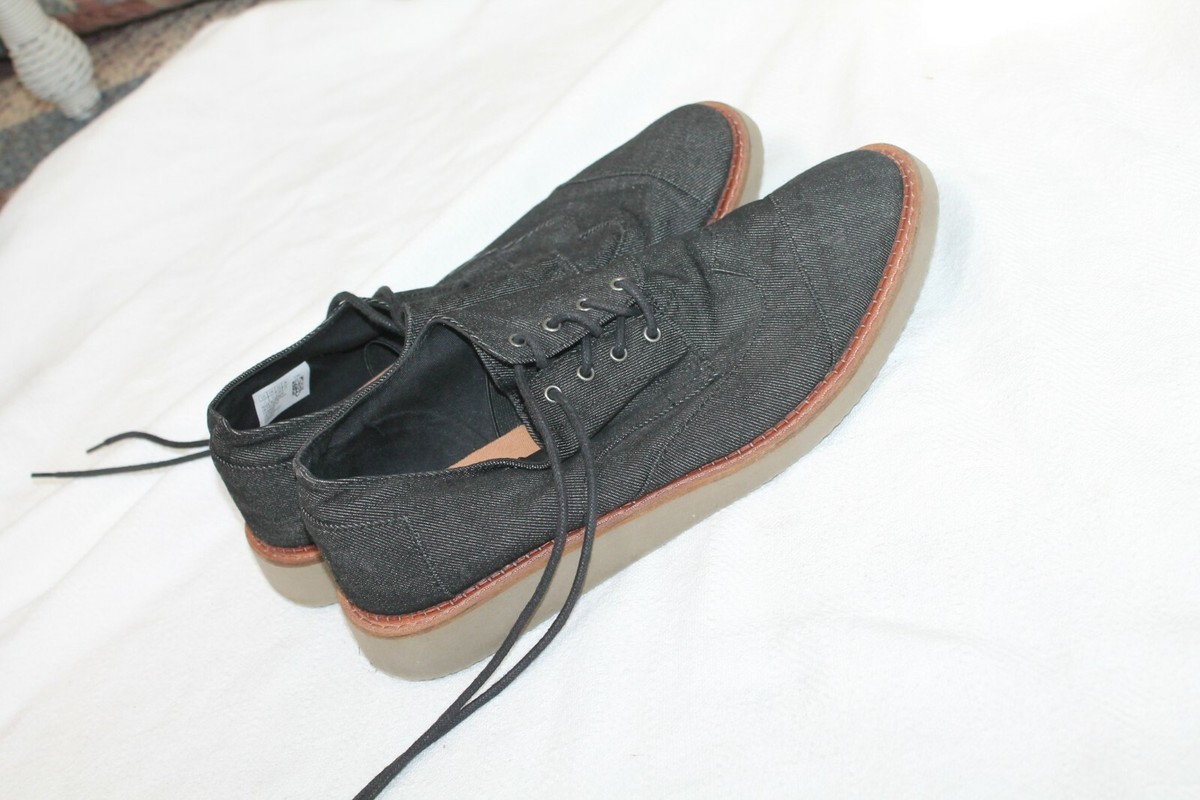 B1 Mens TOMS Brogue Gray Canvas Lace Up Oxford Shoes 14 Toms Mens Brogues Oxfords Size 11 Gray Canvas Lace-Up Casual  main image 3