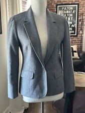 Pendleton Petite Women's Pure Virgin Wool Gray One Button Blazer Made in USA