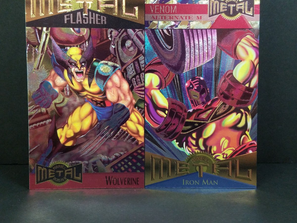1995 Fleer Marvel Metal 4-Card Promo Panel Magneto, Venom