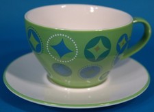 Starbucks 2006 Holiday Green Cappuccino Coffee Mug with Saucers