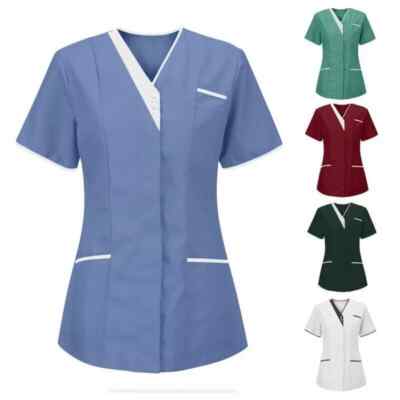 Damen Tunika Krankenschwestern Uniform Tierarzt Salon Schönheit Medizin Zahntherapeut Gesundheitswesen