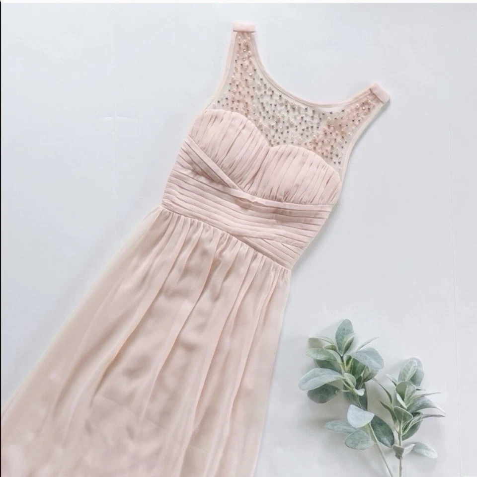 Nordstrom Speechless Sleeveless Chest Pearl Maxi Dress Pink Long Chiffon Size 3 - Image 3 of 4