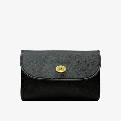 CHRISTIAN DIOR Vintage Black Honeycomb Monogram Two-Ways Leather Bag