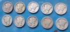 Vintage Mercury Dime (silver) Lot of 10 Circulated ; Ungraded ;  See Pictures