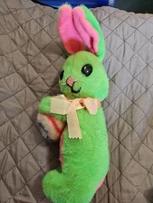 Easter Bunny Rabbit Vintage Plush Stuffed Animal Toy 12 in Green Rabbit Egg