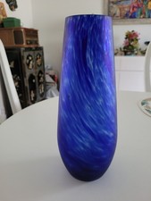 Très Joli Vase En Pâte De Verre Bleu