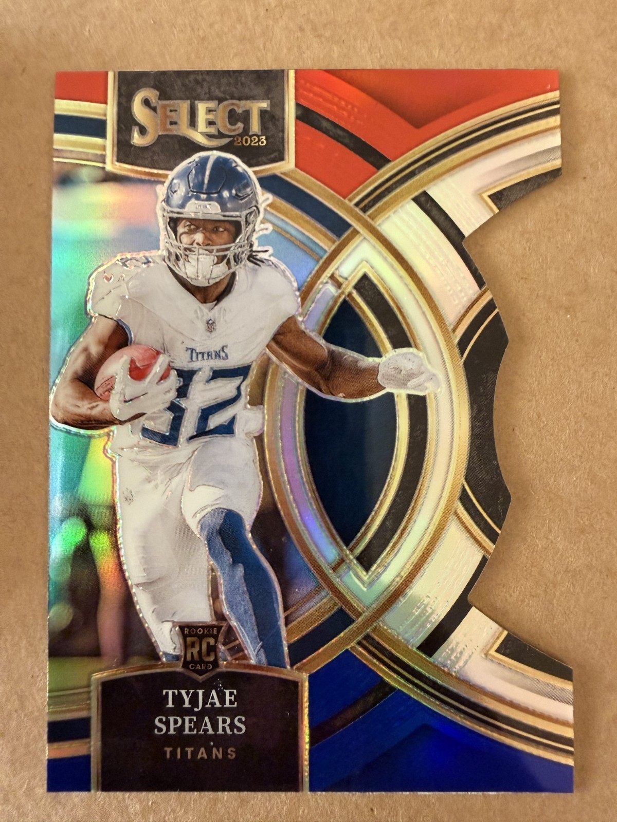 2023 Panini Select Premier Level Tyjae Spears #172 Red & Blue Prizm Die-Cut (RC)