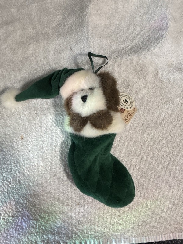 Boyds The Archive Collection Plush Fabric Bear Stocking Ornament Green #2461