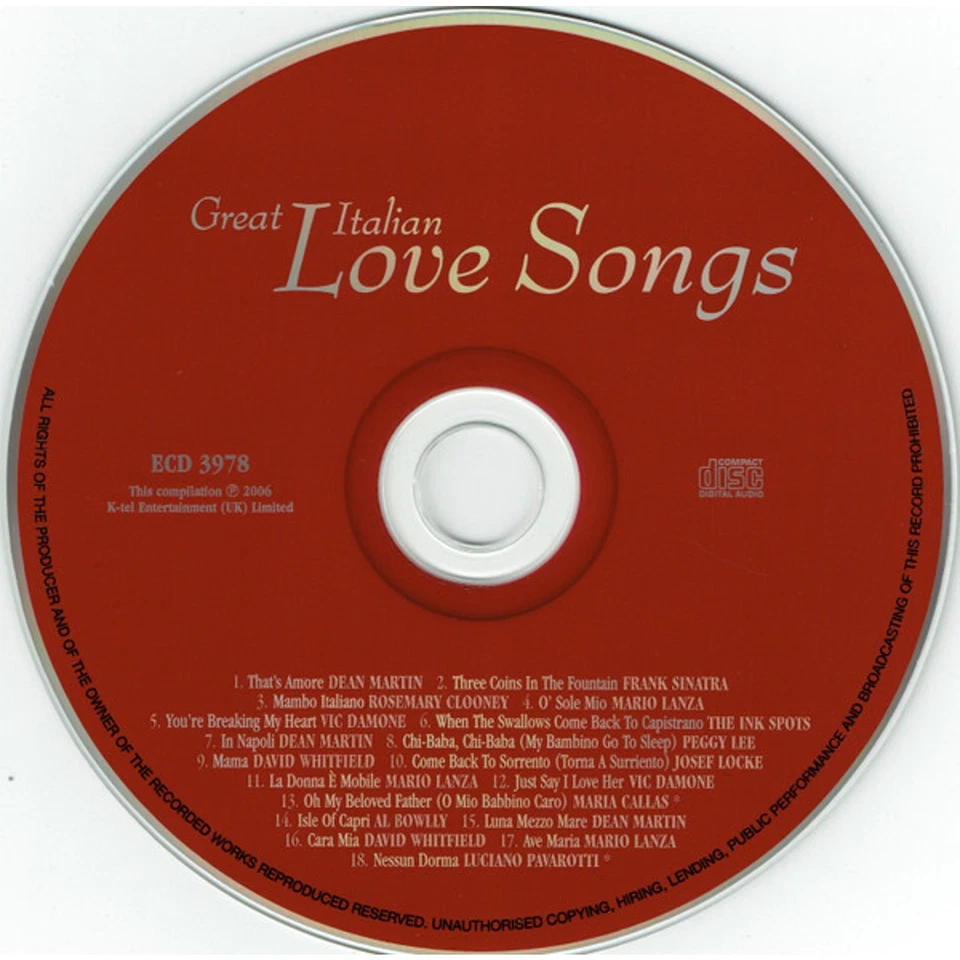 Отличные итальянские любовные песни различных исполнителей (CD, 2006, K-tel Entertainment) - Изображение 3 из 3