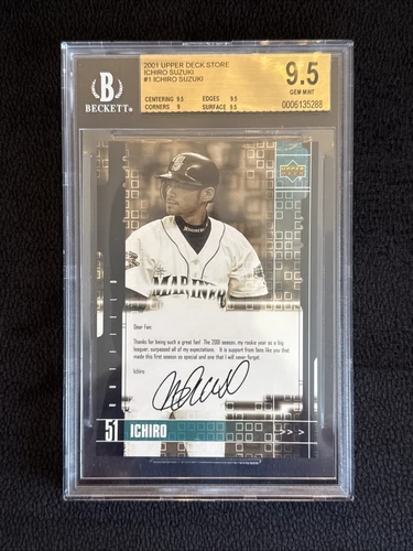 2001 Upper Deck Ichiro Suzuki 5X3 Fan Appreciation Card Mariners! BGS 9.5 Gem