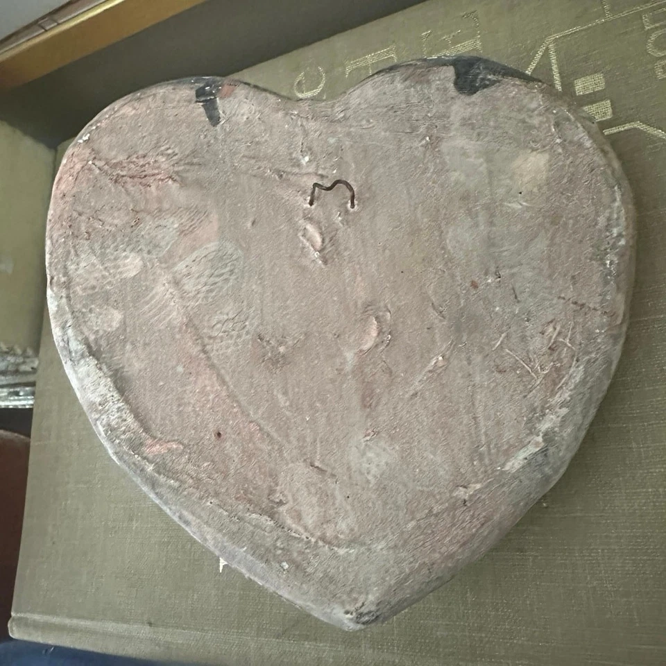 "Escultura en forma de corazón cara de ángel vintage montaje en pared placa estilo antiguo 7""" Foto 4 de 4