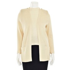 St. John Separates Cream/Off-White Santana Knit Open Front Jacket Cardigan sz S