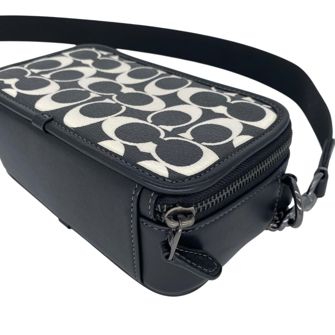 COACH Monogram Crossbody Bag Leather Black Authentic Women's Shoulder Bag image 8