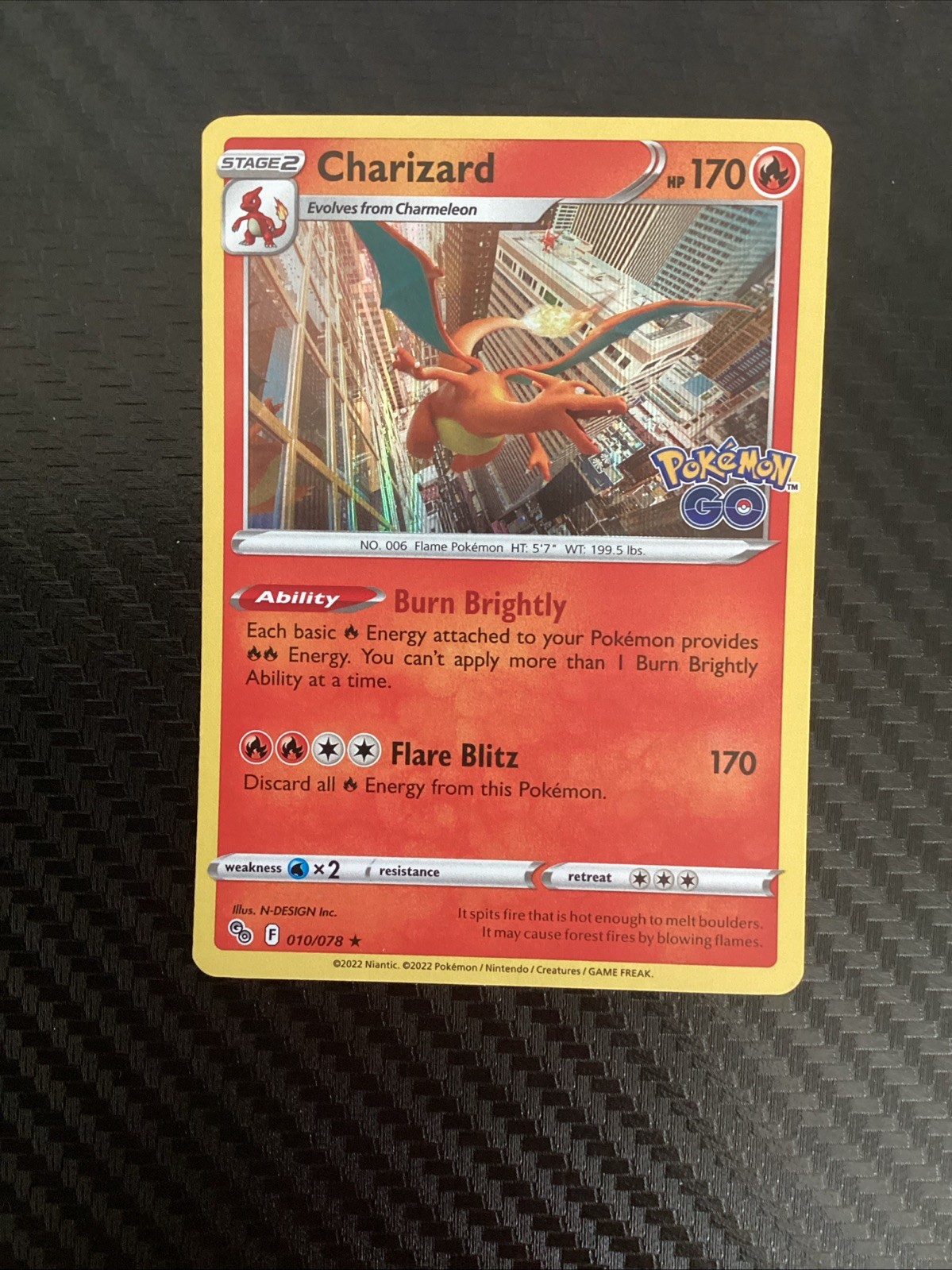 Charizard 010/078 Holo Rare Pokemon GO Pokemon Near Mint