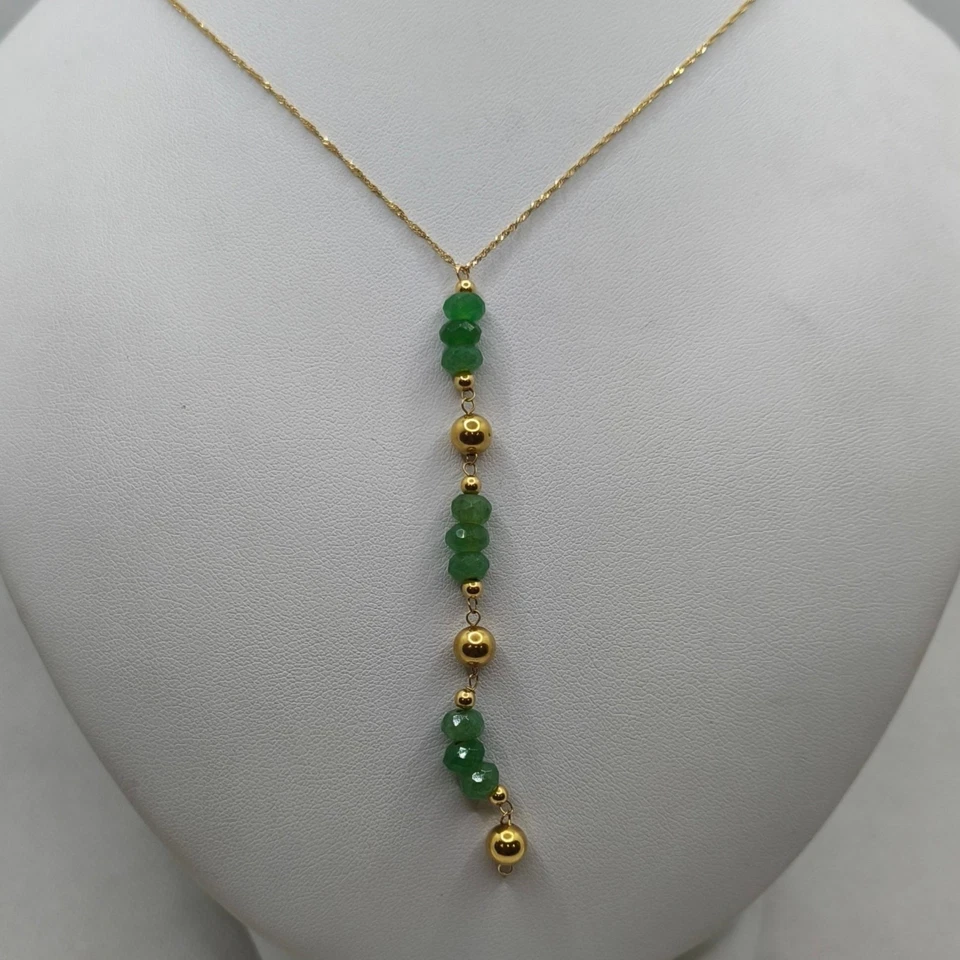 Collar Con Colgante De Oro Y Piedras De Aventurina 45 Cm 3.8 Gr - Imagen 4 de 4