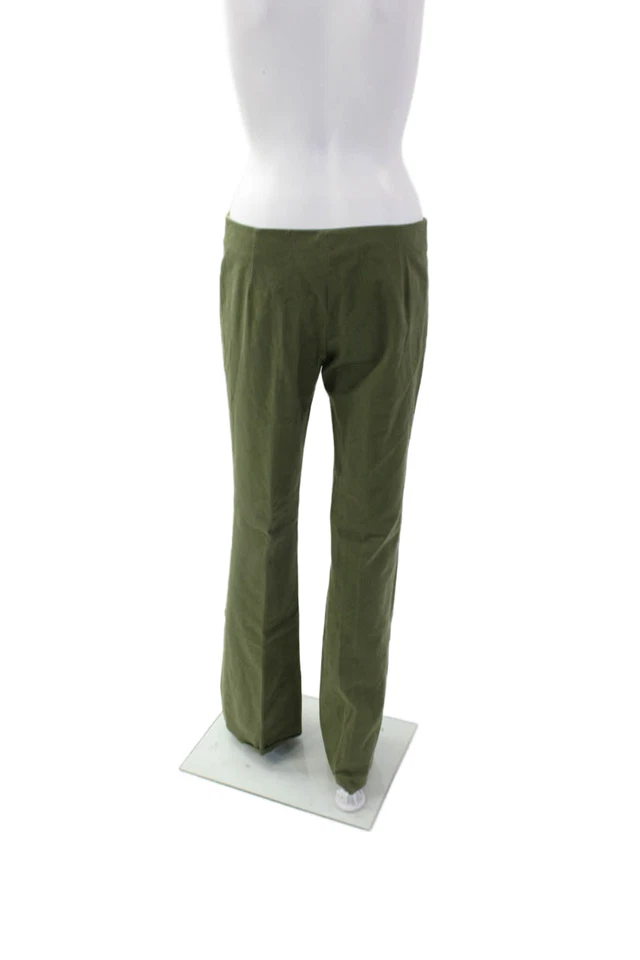 Tory Burch Womens Cotton Zippered Low-Rise Bootcut Pants Green Size 4 - Image 3 of 4