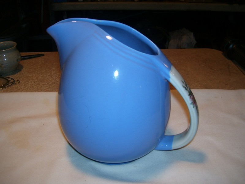 Vintage Blue Hall's "Pert Rose Parade" Pottery Pitcher