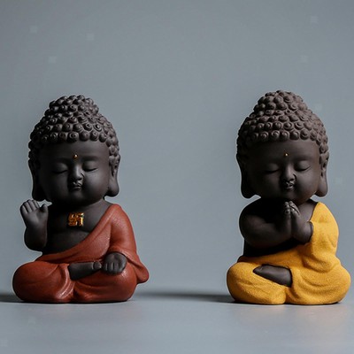Little Tea Pet Tathagata Figur aus Keramik, süßer Buddha für Wohnzimmer