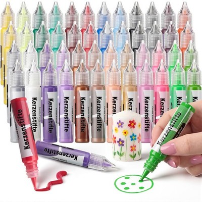 48 Pcs Candle Wax Pen 24 Vibrant Colors Candle Paint Set 10 ml Painting Pen D...