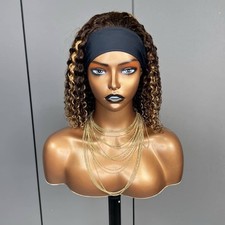 12 Inch Deep Wave Headband Wig Human Hair 150 Density No Lace Natural Color