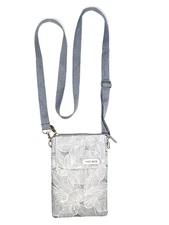 Wrapables Mini Crossbody Cell Phone Bag, Gray Leaves New Without Tags