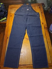 Round House USA Denim Bib Overalls Men's 48x34 Dark Wash 100 Cotton USA Made