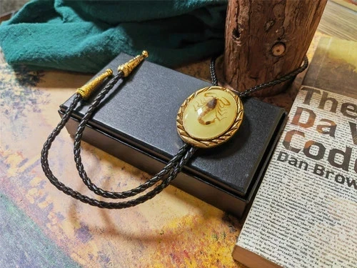 Collar de Boda Agata Escorpión Real BOLO Corbata Vintage Vaquero Occidental Todos los Colores Foto 3 de 4