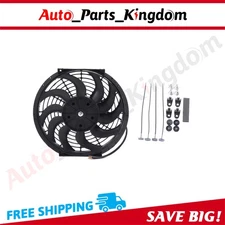 Black Electric Condenser Radiator Cooling Fan Assembly 12" Inch Universal 12V