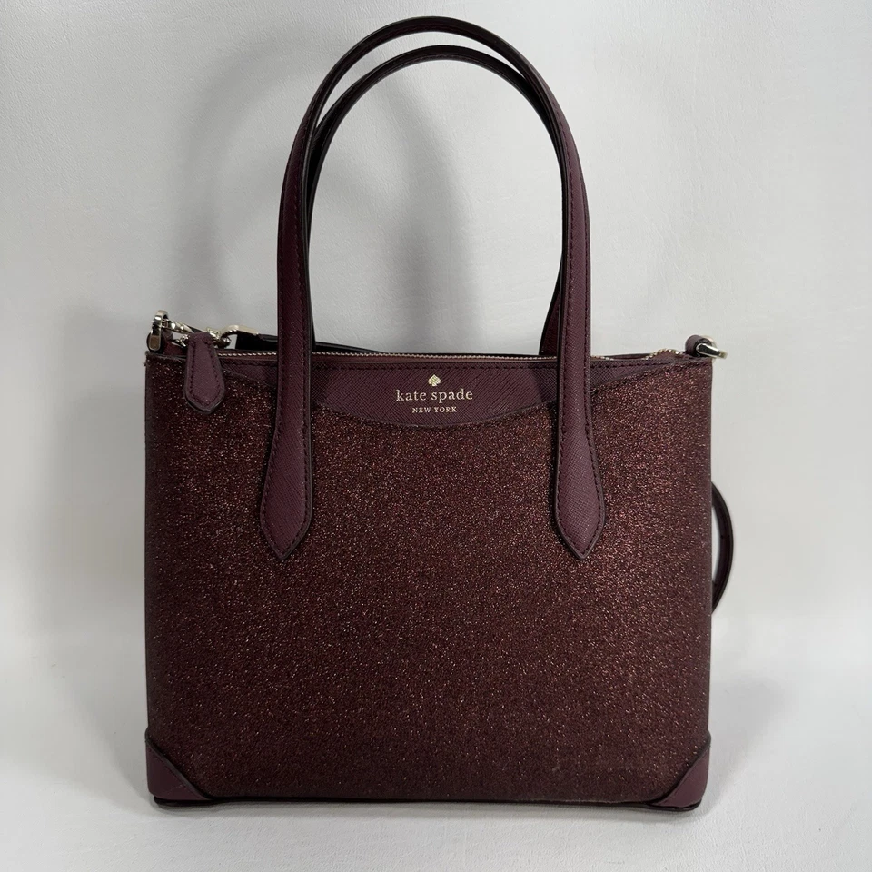 Kate Spade Burgundy Shimmy Deep Nova Glitter Lola Satchel Crossbody w/ Wallet - Image 3 of 4