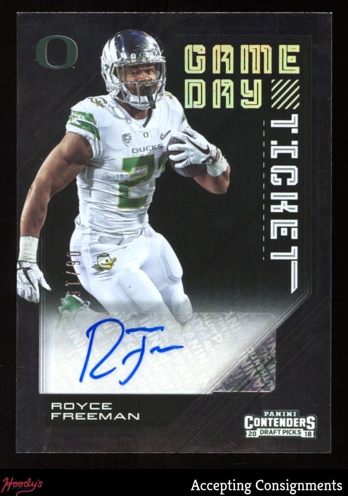 Royce Freeman Panini Contenders Draft Picks Game Day Ticket #22 Autograph