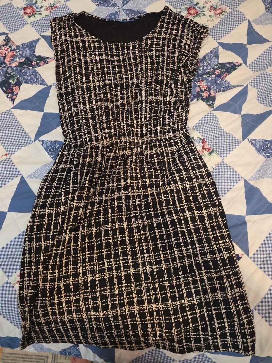 black and white checkered mini dress Cream and Black Checkered Crochet Mini Dress main image 0