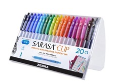 20 Count Zebra Sarasa Clip Gel Pens Assorted Colors 0.5mm Fine Point