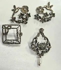 Vintage Antique Sterling Silver Jewelry Lot Necklace Pendant Earrings Brooch Pin