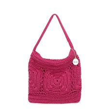 The Sak Ava Mini Hobo Bag in Crochet, Double Handles, Pinkberry Patch