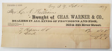 1879 Receipt, Chas. Warner & Co., Provisions And Fish, River St., Troy, NY