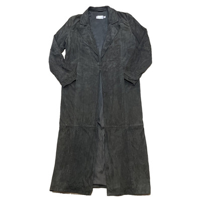 T J D Sueded Long Duster Women 8 Brown Matrix Vintage 90s Grunge Fade Overcoat