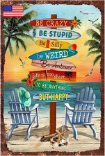 Retro Funny Tin Sign Metal Poster Vintage Summer Holiday Wall Décor, Life Is Sho