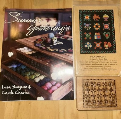 Summer Gathering Appliqué Quilting Book, Folk Sampler Pattern +Rubber Stamp New
